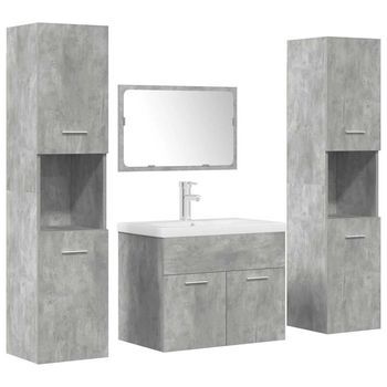 Set Muebles De Baño 5 Uds | Armario De Baño Madera Ingeniería Gris Hormigón