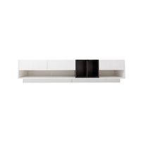 mueble tv 190 cm - 3 cajones y 2 compartimentos - blanco brillo y negro