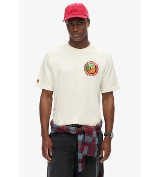 Superdry para hombre. M1012017A Camiseta Travel Postcard blanco (XXL), Casual, Algodón, Manga corta