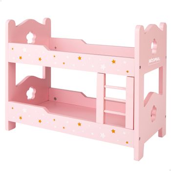 WOOMAX - Litera de madera para muñecas, de juguete, 31x16x26 cm, color rosa, educativo, ecológico, juego de roles, para  mayores de 3 años