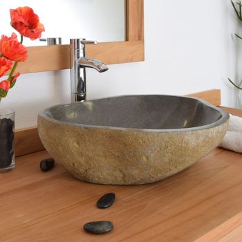 Lavabo independiente en piedra de río