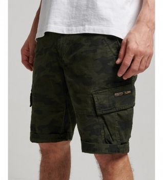 Superdry para hombre. M7110300A Pantalones cortos cargo de algodón orgánico Core verde (30), Casual, Camuflaje, Sostenible