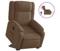 vidaxl sillon electrico reclinable elevable de tela marron
