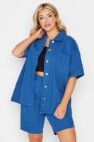 yours camisa vaquera de algodon en azul cobalto  mujer curvy y tallas grandes yours