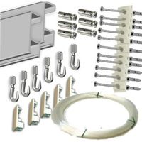 pack fast basic de 6 metros rieles de aluminio plata mate y 6 colgadores nylon para colgar cuadrosr alumino plata mate