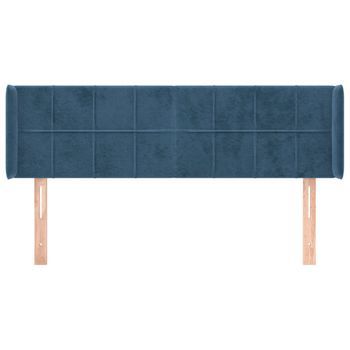 Cabecero Cama Mueble De Dormitorio De Terciopelo Oscuro 147 X 16 X 78/88 Cm Azul M02_0007984