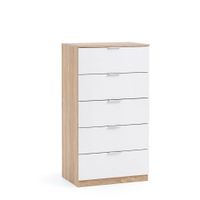 comoda alta de 5 cajones 60x110 cm blanco roble