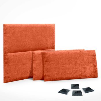 Dhome Juego De 4 Paneles Tapizados De Lana Ecológica Pack Autoadhesivos Para Pared Acústicos Absorbentes Protección (naranja, 50x40cm, X4)