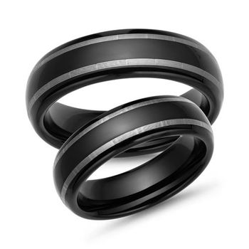 Anillos de boda de tungsteno negro robusto