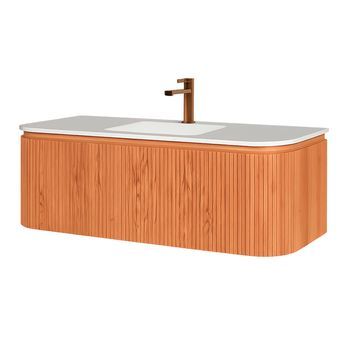 Mueble de Baño Suspendido 120cm, Acacia, 2 Cajones y Lavabo