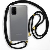 cool funda negro con cordon liso para samsung galaxy s20 plus