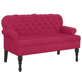 Banco Con Respaldo Terciopelo Rojo Tinto 119,5x64,5x75 Cm Vidaxl