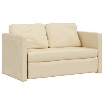 Sofá Cama | Sofá Convertible De Suelo 2 En 1 Tela Crema 112x174x55 Cm