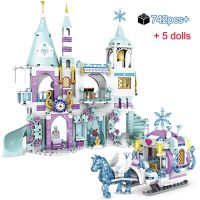 742 piezas friends princess castillos de hielo de lujo casa de juegos figuras de caballos de nieve bloques de construccion de peliculas juguete para ninas