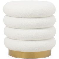 puff redondo tapizado en tela boucle - gereth blanco