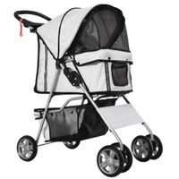 pawhut carrito para perros plegable con toldo ajustable 75x45x97 cm