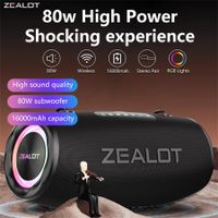 altavoces inalambricos zealot s87 de 80 w altavoz de subwoofer portatil para exteriores altavoz inalambrico emparejamiento dual bateria de 16000 mah