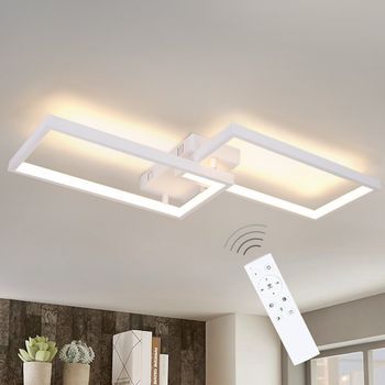 Nettlife Lámpara De Techo Led Regulable Con Control Remoto 40w Metal Blanco Lámpara De Cocina De Diseño Moderno Para Dormitorio  Sala De Estar