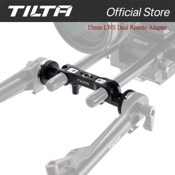 TILTA Adaptador de doble roseta LWS de 15 mm – Negro TA-DRA-15-B Compatible con brazos extensores de roseta y empuñaduras