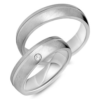 Alianzas 8 quilates oro blanco con diamante