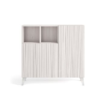 Zapatero melamina blanco puertas impresas vallado blanco 87x90x27 cm