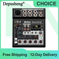 mezclador de audio depusheng bn4 profesional de 5 canales consola de mezclas para dj con tarjeta de sonido alimentacion phantom de 48v bluetooth para pc para grabacion