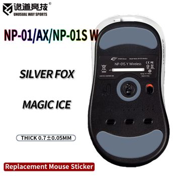 UnusualWaySports Patines de Ratón VAXEE NP01SV2 NP01s E1 Inalámbricos AX Superficie Curvada PTFE Anti-colapso Magic Ice Black Silver Fox