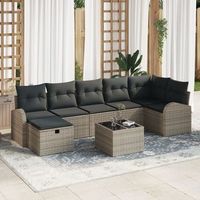 juego de sofa de jardin de 8 piezas con cojines grises de poli rattan v3111 unico  gris