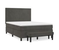 cama box spring con colchon terciopelo gris oscuro 140x200 cm diseno plano