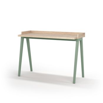 Escritorio melamina y haya roble patas verde 81x111x50