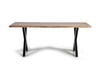 mesa de madera de acacia y patas de metal color natural