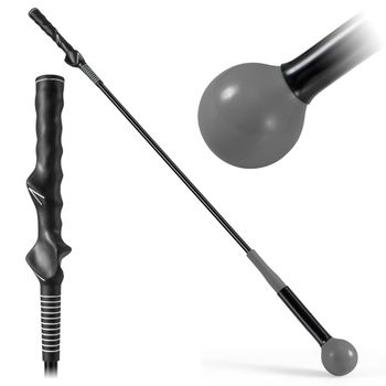 Costway Ayuda para Entrenamiento del Swing de Golf Palo de Práctica con Cabeza Pesada para Agarre Ritmo Flexibilidad Equilibrio Corrector Gris