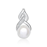 colgante de oro blanco de 14 quilates con perla y diamantes
