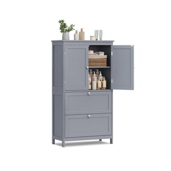 Mueble de Baño Armario de Cocina con 4 Puertas Estantes Regulables, Gris Paloma