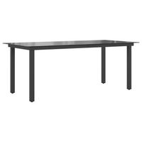 mesa de jardin  mesa de exterior de aluminio y vidrio negra 190x90x74 cm