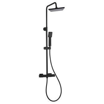 Columna De Ducha K2o Chillout Sea 83-119cm Diseño Cuadrado Negro Mate - Grifo Termostático, Altura Regulable, Ducha De Mano