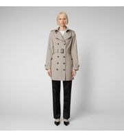 save the duck para mujer d43090w-grin20 gabardina ajustada beige s casual poliester reciclado sostenible