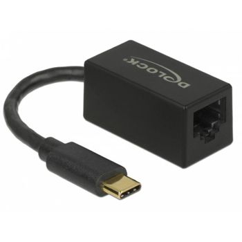 Adaptador USB Type-C a Gigabit LAN DeLOCK compacto negro