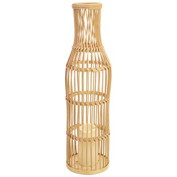 Wonderlust Deco - Jarrón trenzado de ratán con vela a pilas D16x59,5h cm Marrón D16x59,5h cm