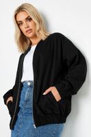 limited collection cazadora bomber negra tejido espiga de algodon mujer curvy y tallas grandes limited collection