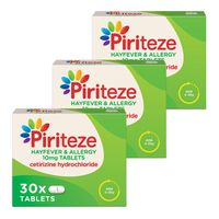 piriteze allergy relief - 30 tablets - 3 pack