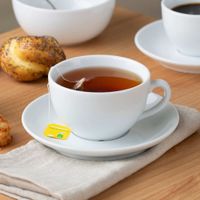 taza te con platito x6 porcelana blanco