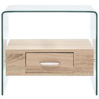 mesa de centromesa auxiliarmesa de cafe con cajon vidrio templado 50x50x45 cm