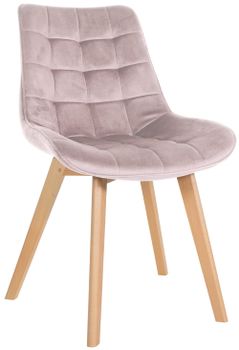 Silla de comedor con asiento en terciopelo rosado