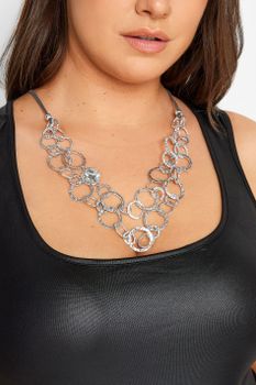 Collar Negro Y Plateado De Aros Engarzados