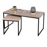 conjunto de dos mesas bajas nido coleccion holborn r diseno moderno dimensiones 100x50x40 cm color roble y negro