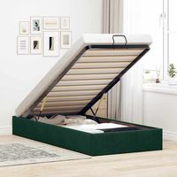 cama individual  cama para adultos  estructura de cama otomana sin colchon terciopelo verde oscuro cfw854483