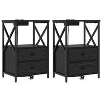 armario de noche 2 uds roble negro 40 x 31 x 60 cm vidaxl