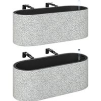outsunny set de 2 macetas colgantes macetero con sistema de drenaje orificio gancho 42 x 16 x 15 cm gris claro   aosom espana