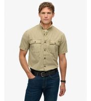 superdry para hombre m4010946a camisa military beige l casual algodon manga corta